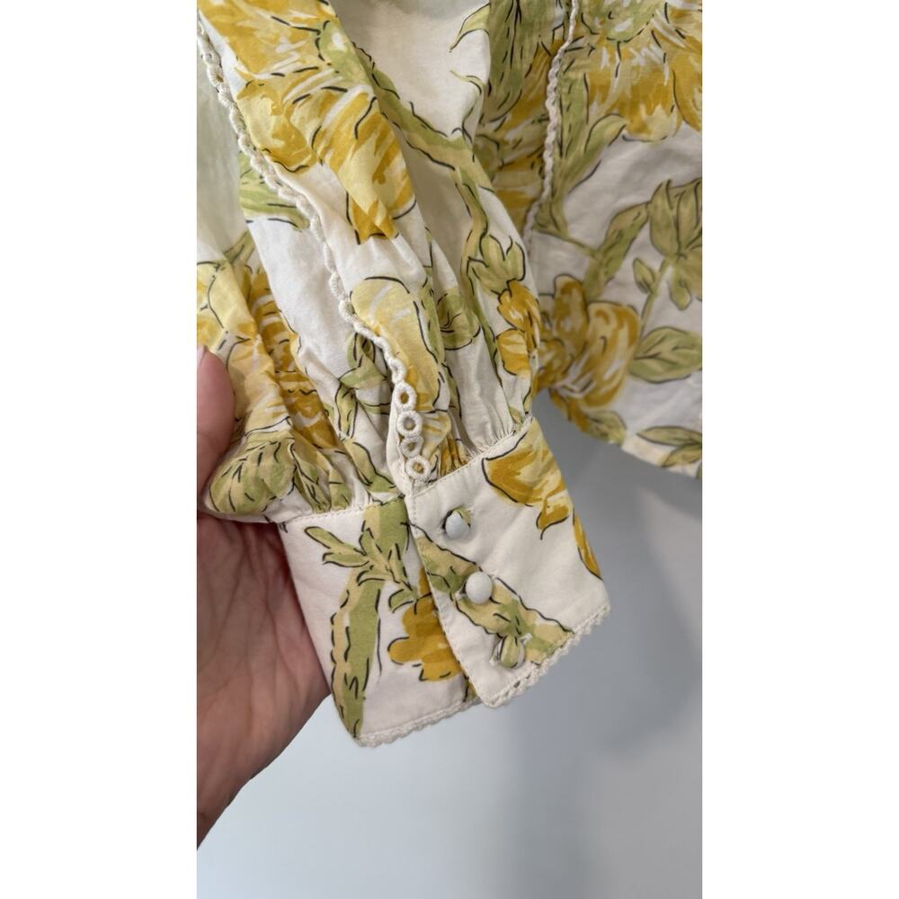 Anthropologie Floral Romantic Ruffle Pintuck Blouse Top Size Medium 3039 - Picture 6 of 14